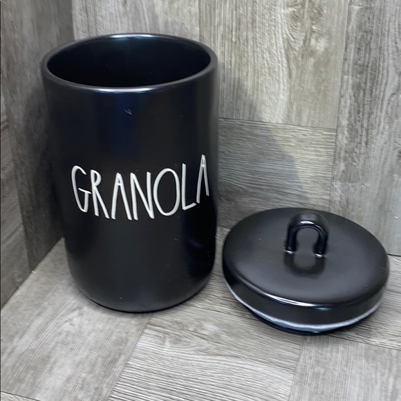 Rae Dunn GRANOLA loop lid canister NEW! black LL - Picture 3 of 5
